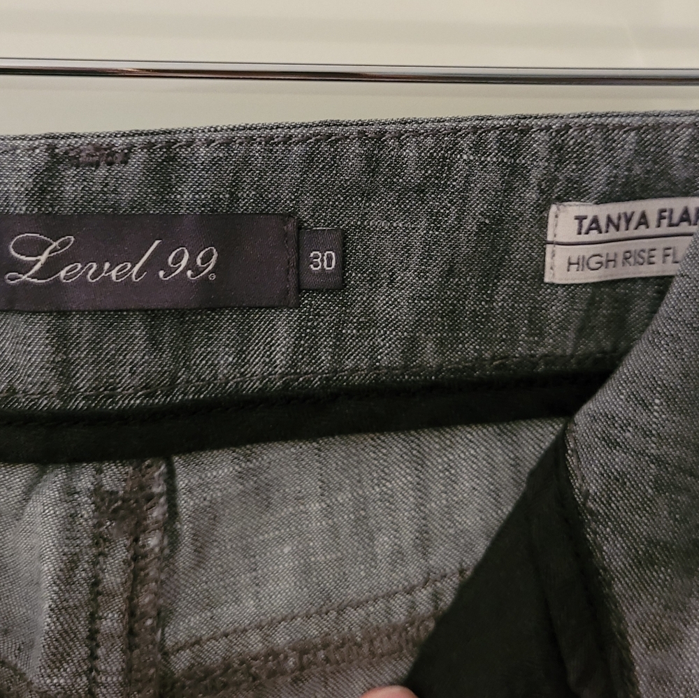 NEW Level 99 Tanya High Rise Flare Tencel Linen Trouser Pants Gray Size 30 - Picture 5 of 7